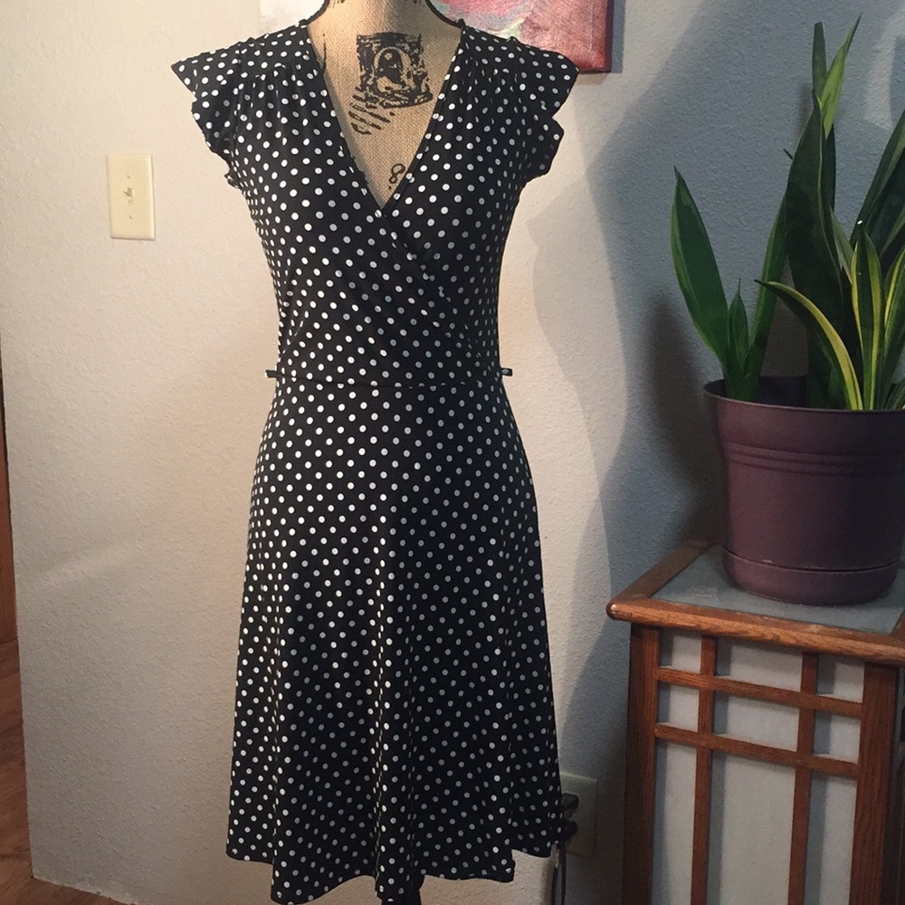 Black with white polka dot dress.